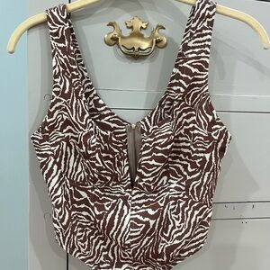 RESA Brown and White Zebra Print Blouse